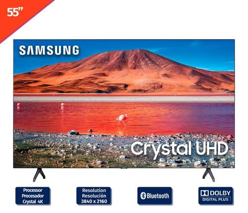 Samsung Smart TV 55 inch 4K UHD UN55TU7000FXZA This Samsung SmarTV offers you the entertainment and performance you need, it has an ultra-fast Crystal processor that transforms the image into 4K and Full HD, plus sharper contrasts in dark colors  -397944 Online Sale