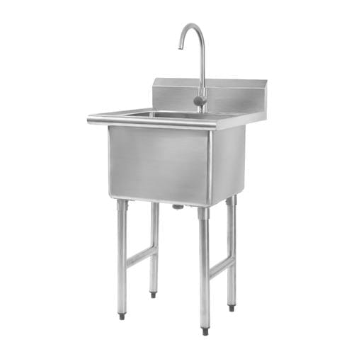 Stainless Steel Sink with Faucet Includes a large sink bucket (18 inch × 16 inch × 13inch), single handle faucet with hoses included, strainer, 6 inch high splash-423671 Online