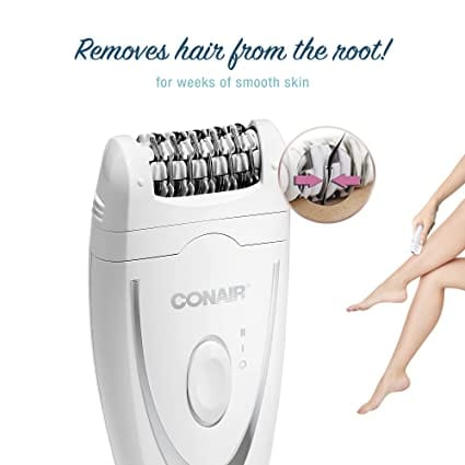 Conair® Satiny Smooth® Total Body Duo Epilator, Cordless Rechargeable features 40 tweezers to quickly remove even the finest hair at the root for smooth skin- E20 Supply