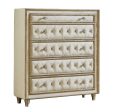 Antonella 5-Drawer Upholstered Chest Ivory And Camel SKU: 223525 Hot on Sale