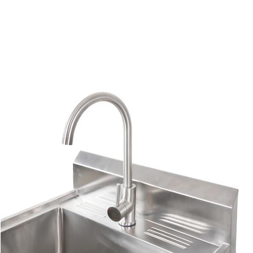 Stainless Steel Sink with Faucet Includes a large sink bucket (18 inch × 16 inch × 13inch), single handle faucet with hoses included, strainer, 6 inch high splash-423671 Online